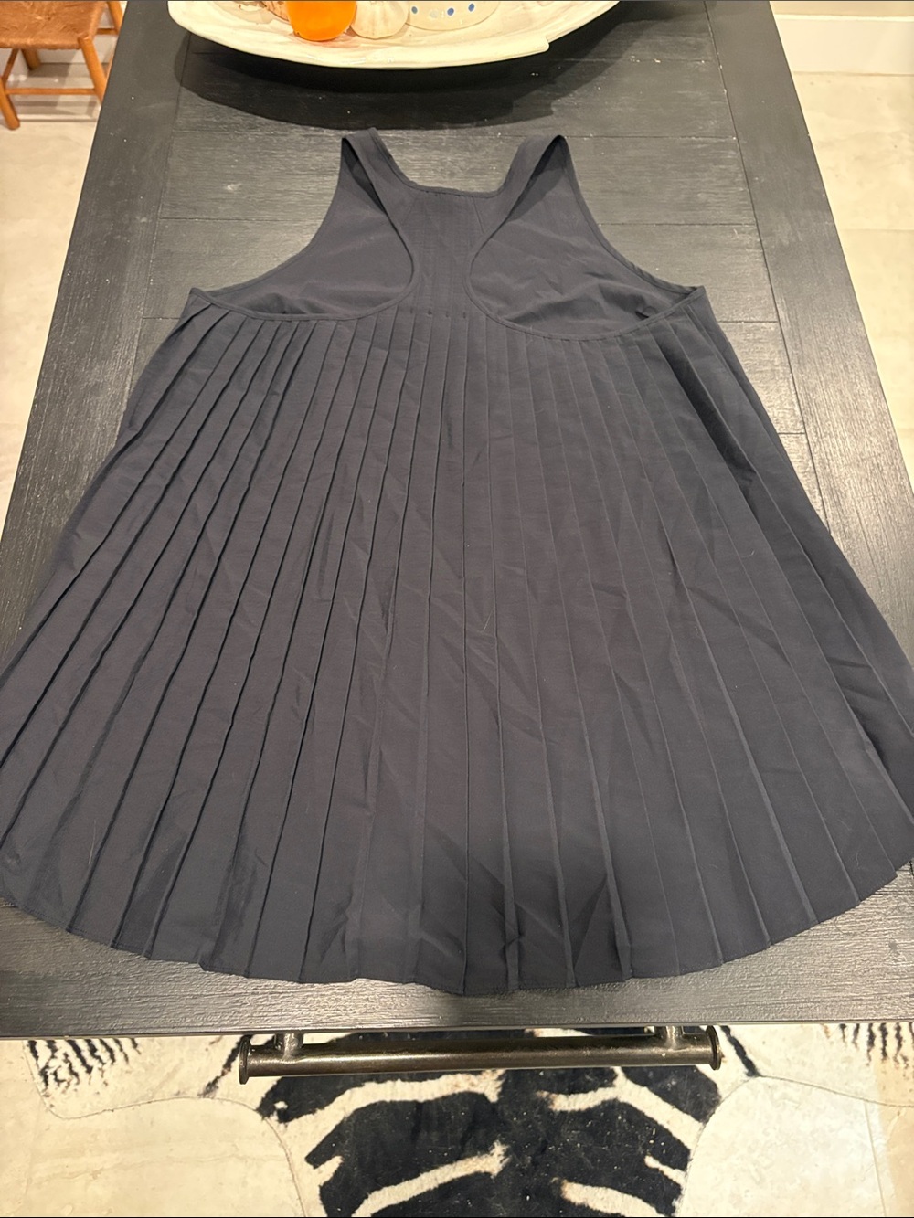 Athleta SWING FORWARD Black Pleated Racerback Mini Dress- NWOT- Small-